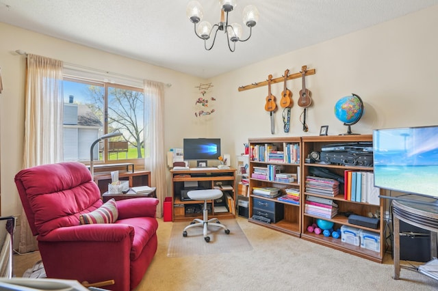 6637 Falstaff Rd, Woodbury, MN 55125 - carpeted office space featuring a chandelier and a textured ceiling