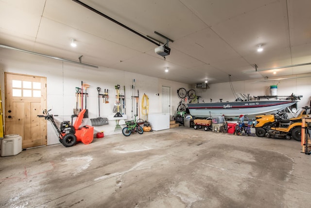 garage with a garage door opener