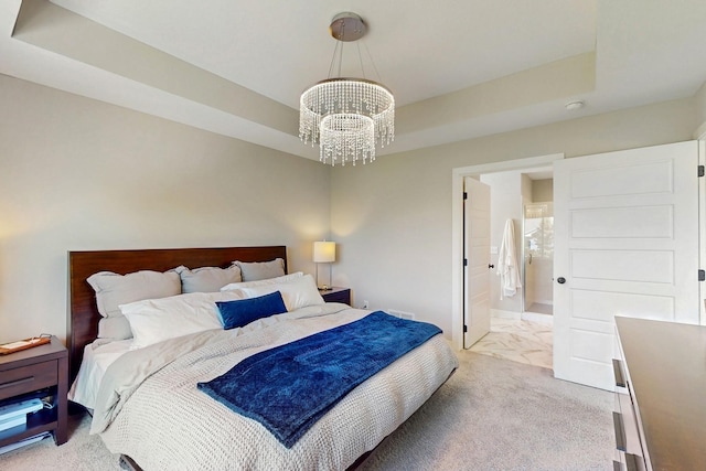 10725 Knollwood Ln, Woodbury, MN 55129 - bedroom featuring a chandelier and a tray ceiling