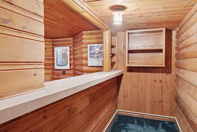 1870 Eleanor Ave, Saint Paul, MN 55116 - bar area featuring wood ceiling and rustic walls