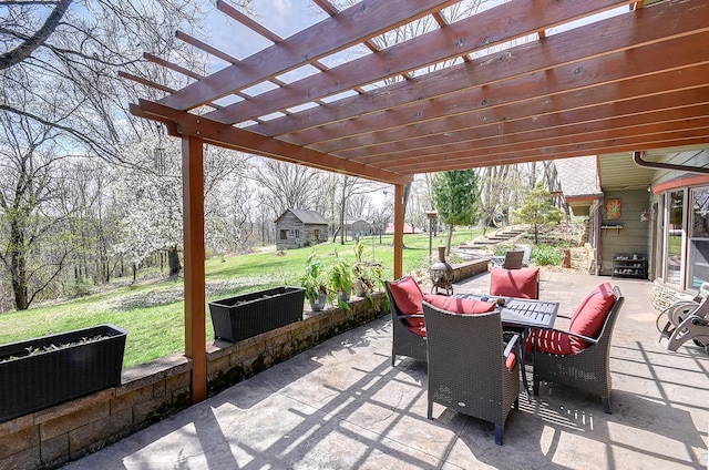6575 145th St E, Cannon City Twp, MN 55057 - view of patio / terrace featuring outdoor dining area and a pergola