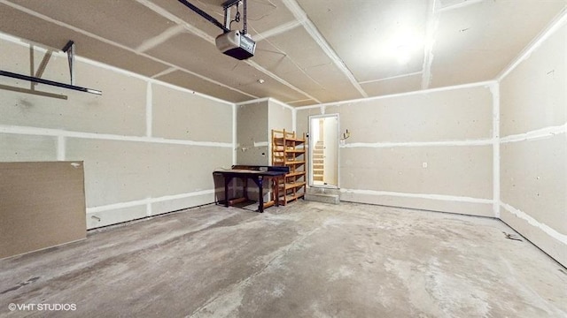 garage with a garage door opener