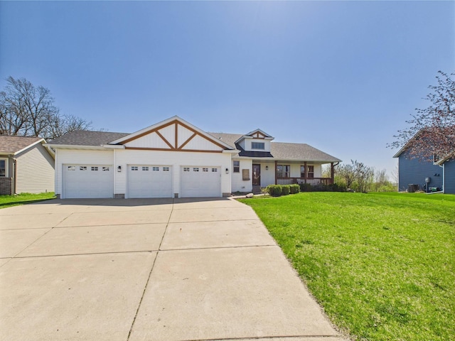 2200 Orchid Dr NE, Sauk Rapids, MN 56379 - view of front of property featuring covered porch, driveway, a front yard, and an attached garage