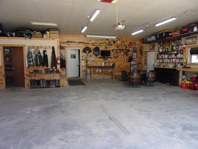 garage featuring a workshop area