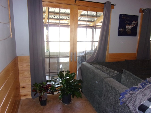 living area with french doors