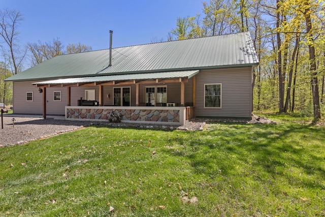 28667 Quarry St, Brook Park, MN 55007 - rear view of property featuring a yard, metal roof, and a patio