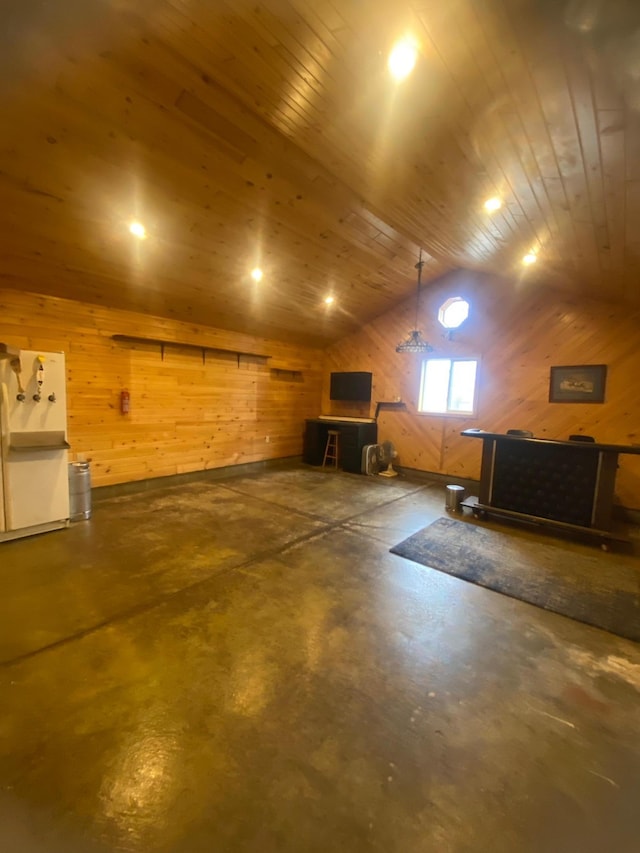 39 Erie St, Aurora, MN 55705 - interior space featuring wood walls and wood ceiling