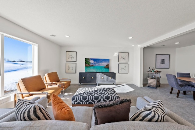 4181 Arbor Dr, Woodbury, MN 55129 - living area featuring baseboards, recessed lighting, and carpet floors