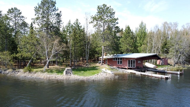 view of dock featuring a water view