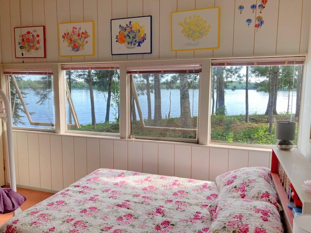 bedroom with a water view