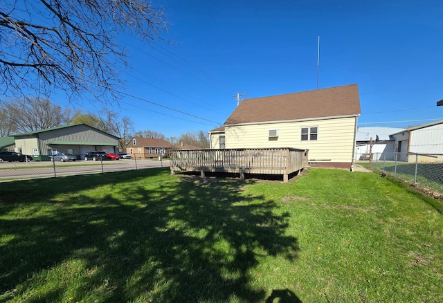 view of yard with a deck