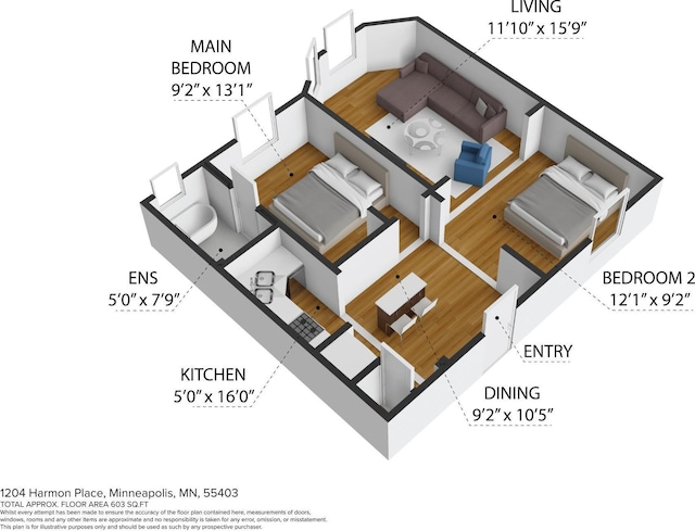 1204 Harmon Pl Unit 18, Minneapolis, MN 55403 - room layout