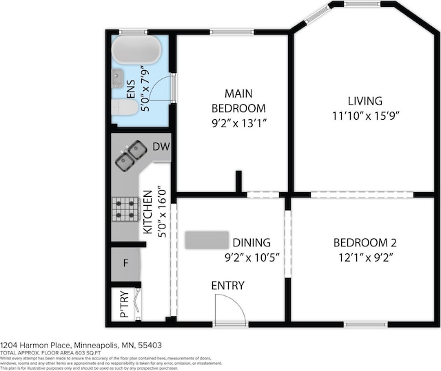 1204 Harmon Pl Unit 18, Minneapolis, MN 55403 - home floor plan