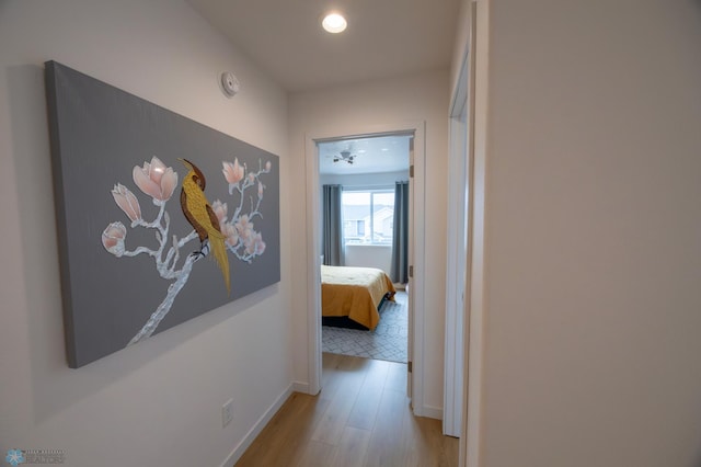 4964 Big Goose Ln S, Fargo, ND 58104 - hall featuring light wood-type flooring, baseboards, and recessed lighting