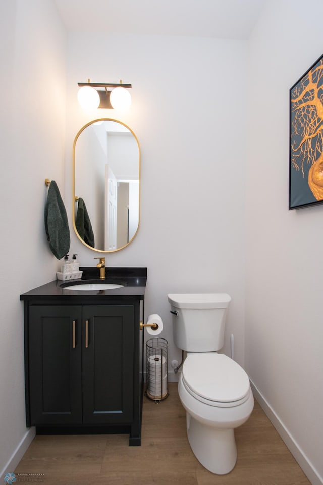 4964 Big Goose Ln S, Fargo, ND 58104 - bathroom with wood finished floors, vanity, baseboards, and toilet