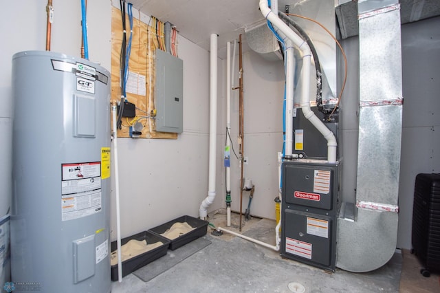 4964 Big Goose Ln S, Fargo, ND 58104 - utility room with water heater, electric panel, and heating unit