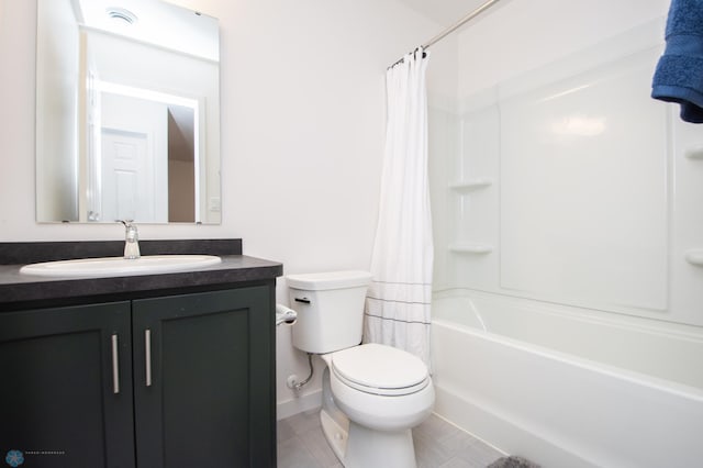 4964 Big Goose Ln S, Fargo, ND 58104 - full bathroom with toilet, vanity, shower / bath combination with curtain, and tile patterned flooring