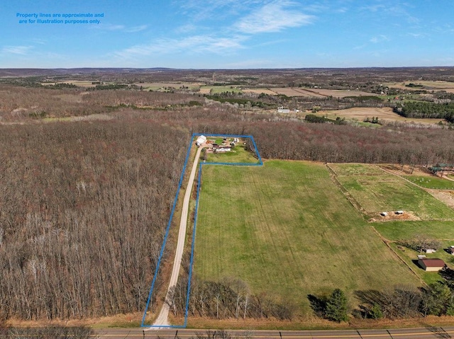 bird's eye view featuring a rural view