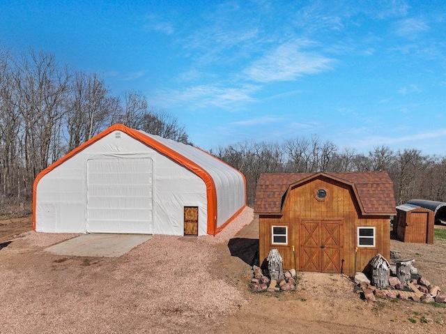garage with a storage unit