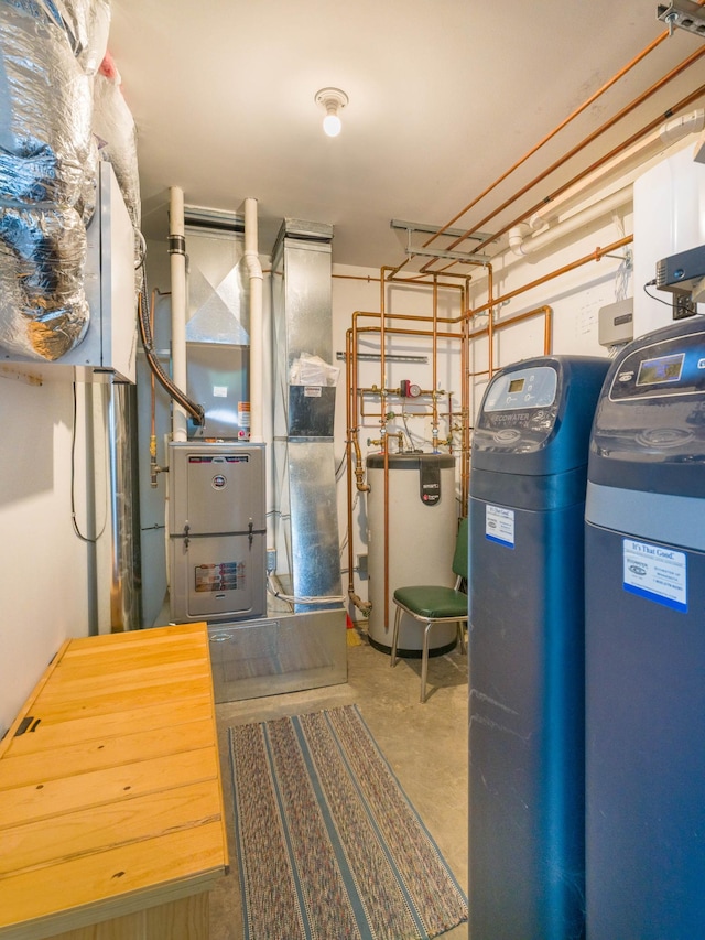 utility room with water heater