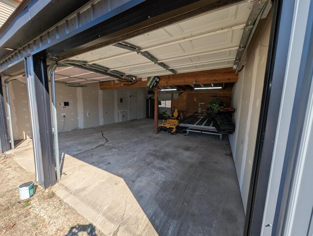 garage featuring water heater