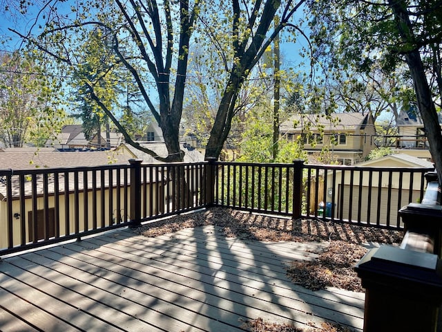 deck with a residential view