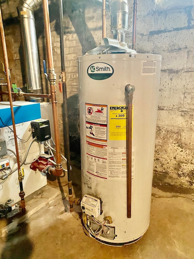 utility room featuring gas water heater