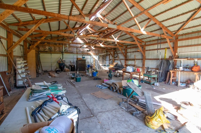 garage featuring metal wall