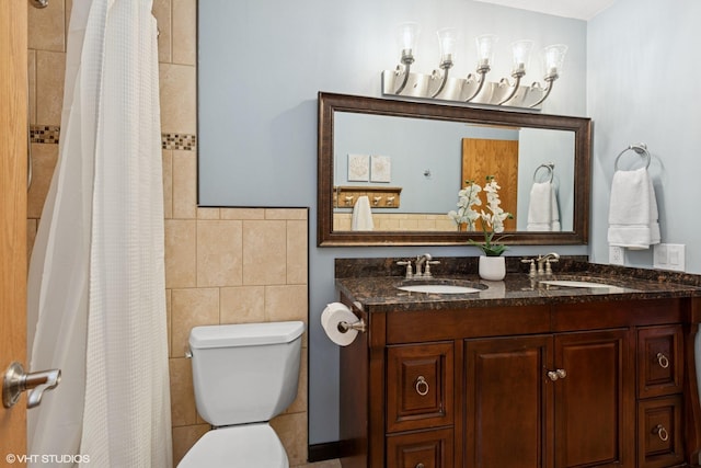 17150 Grenadier Ave, Lakeville, MN 55044 - full bathroom with double vanity, tile walls, and curtained shower