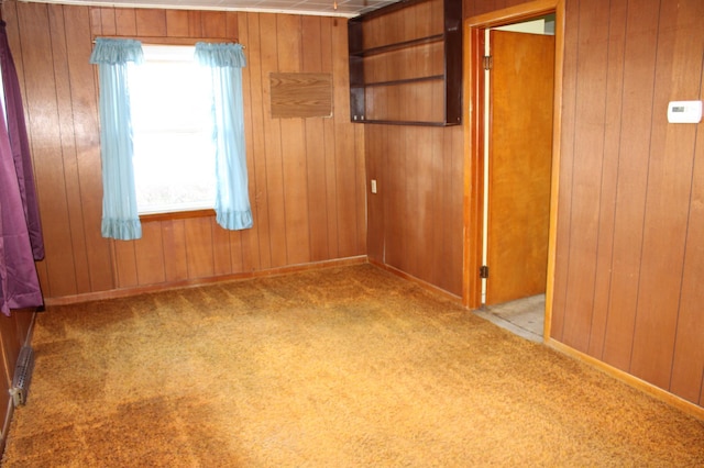 712 Kendall Ave S, Thief River Falls, MN 56701 - spare room featuring wood walls and carpet