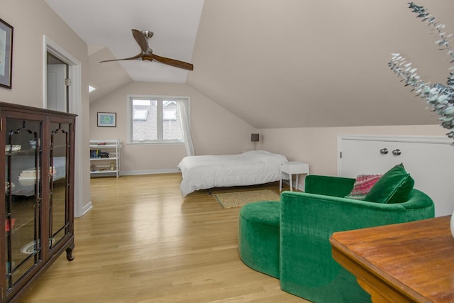 1677 Niles Ave, Saint Paul, MN 55116 - bedroom featuring light wood-style flooring, vaulted ceiling, and a ceiling fan