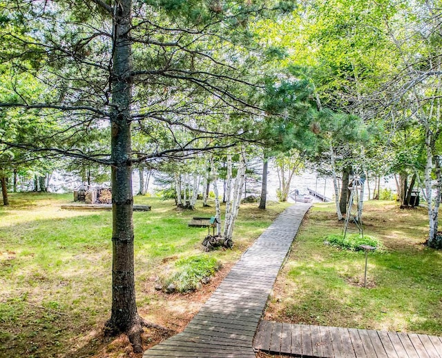 view of property's community featuring a lawn