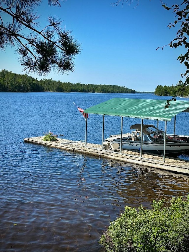 view of dock featuring a water view