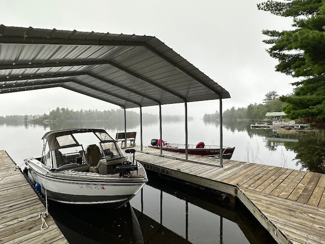 view of dock featuring a water view