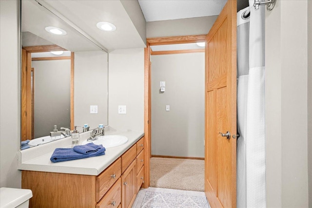 2222 White Oak Ct, Hudson, WI 54016 - bathroom featuring vanity and recessed lighting