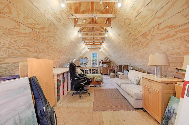 2102 Pinehurst Ave, Saint Paul, MN 55116 - office space featuring lofted ceiling and wooden ceiling