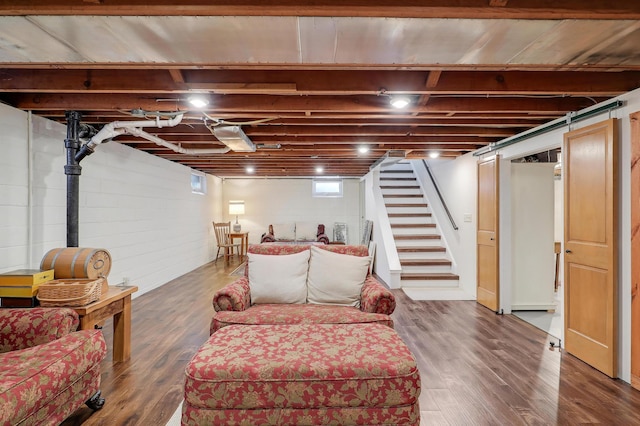 2102 Pinehurst Ave, Saint Paul, MN 55116 - basement featuring stairs and wood finished floors