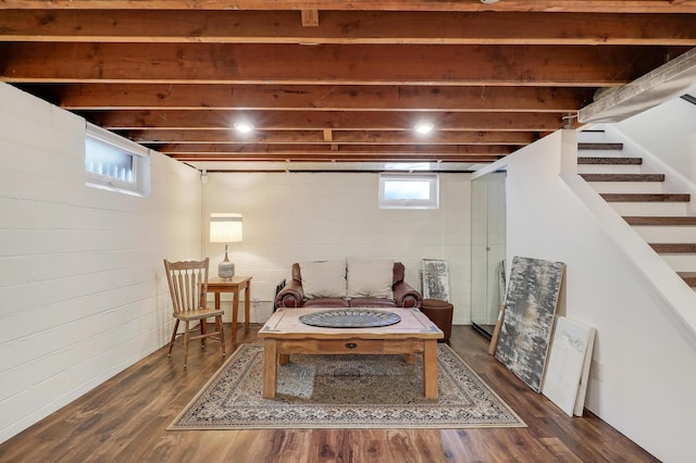 2102 Pinehurst Ave, Saint Paul, MN 55116 - basement with wood finished floors and stairs