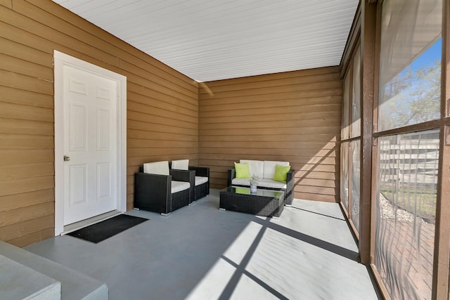 interior space with an outdoor hangout area