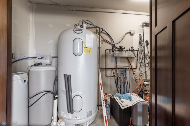 utility room with electric water heater