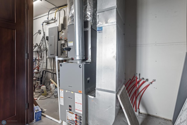 utilities featuring electric panel and heating unit