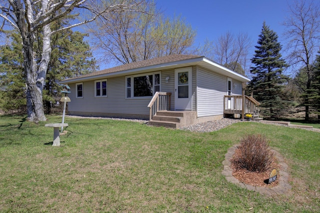 single story home with a front yard