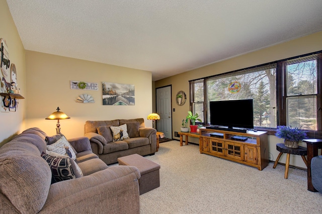 living area with light colored carpet and a wealth of natural light