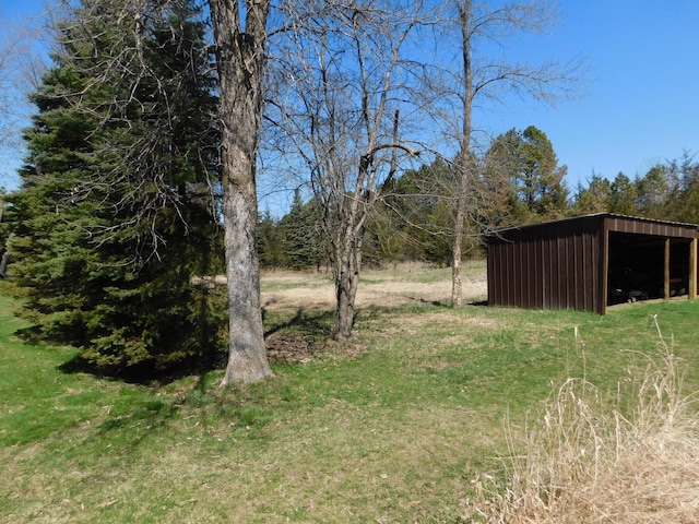 view of yard featuring an outbuilding and an outdoor structure