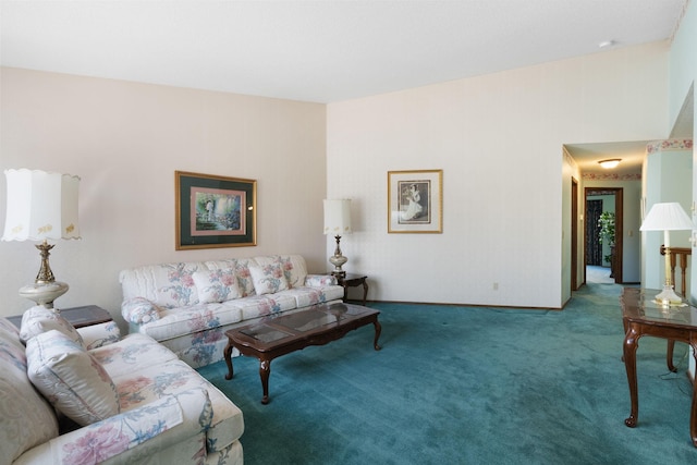 living room with carpet flooring