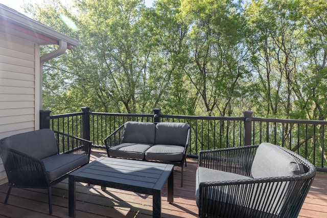 wooden deck with outdoor lounge area