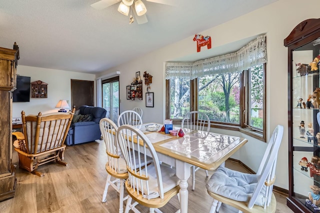 792 Gramsie Rd, Shoreview, MN 55126 - dining space with light wood finished floors and a ceiling fan