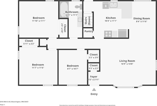 2016 90th St, Bloomington, MN 55431 - floor plan / room layout