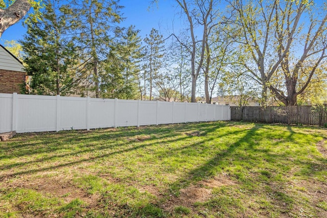 view of yard featuring a fenced backyard