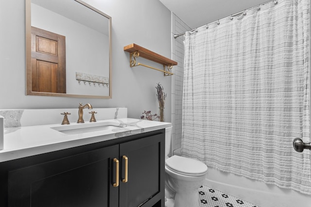 1228 Tamberwood Trl, Woodbury, MN 55125 - bathroom with vanity, toilet, shower / bath combo, and tile patterned floors